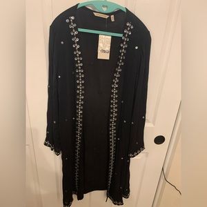 Soft Surroundings New Without Tags Black Sheer and Sequin Jacket Cover Up Size M
